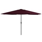 VIDAXL Parasol de jardin avec mat en metal 390 cm rouge bordeaux