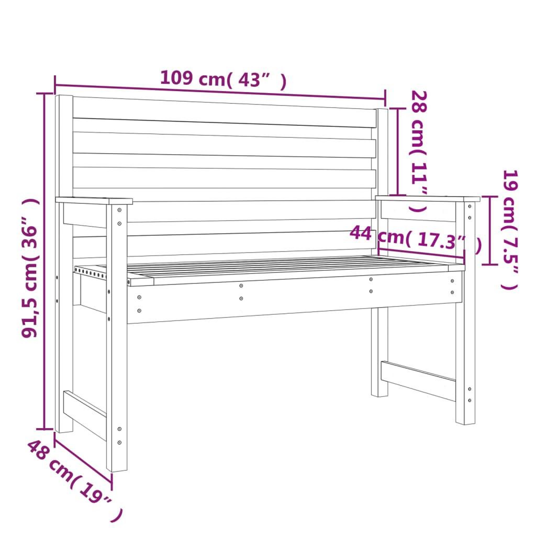 Voir la diapositive 6 : VIDAXL Banc de jardin 109x48x91,5 cm bois massif de douglas