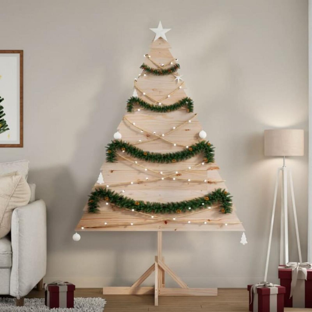 VIDAXL Arbre de Noël en bois pour décoration 180 cm bois massif