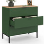 Voir la diapositive 4 : ID MARKET Commode 3 tiroirs KELIA 80 cm vert kaki et plateau bois