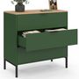 Voir la diapositive 4 : ID MARKET Commode 3 tiroirs KELIA 80 cm vert kaki et plateau bois