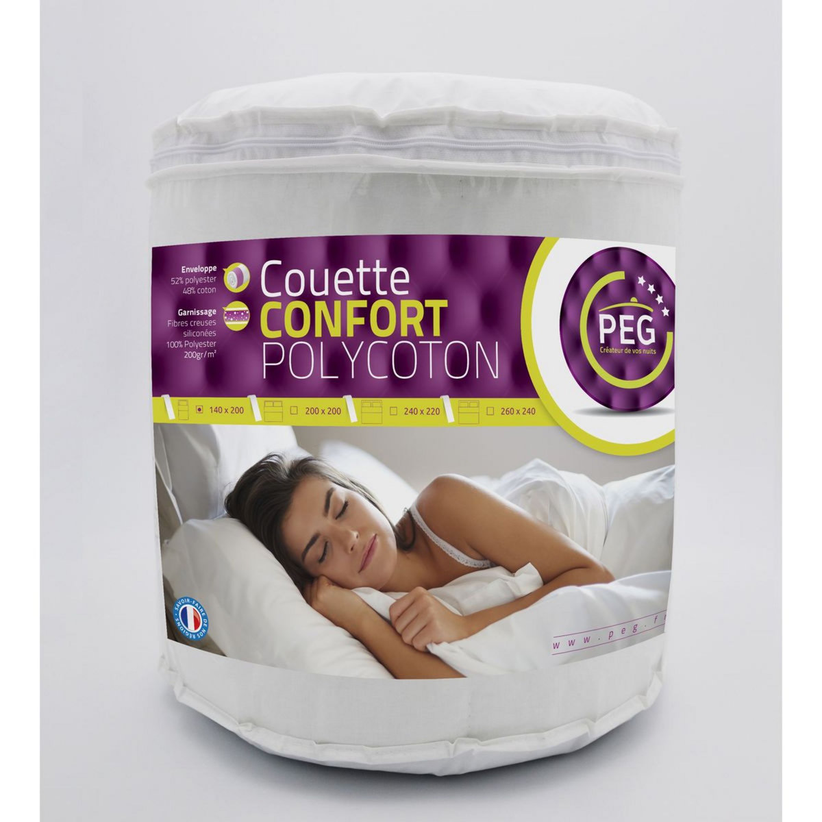 Couette légère unie en polycoton 200 g/m² CONFORT 
