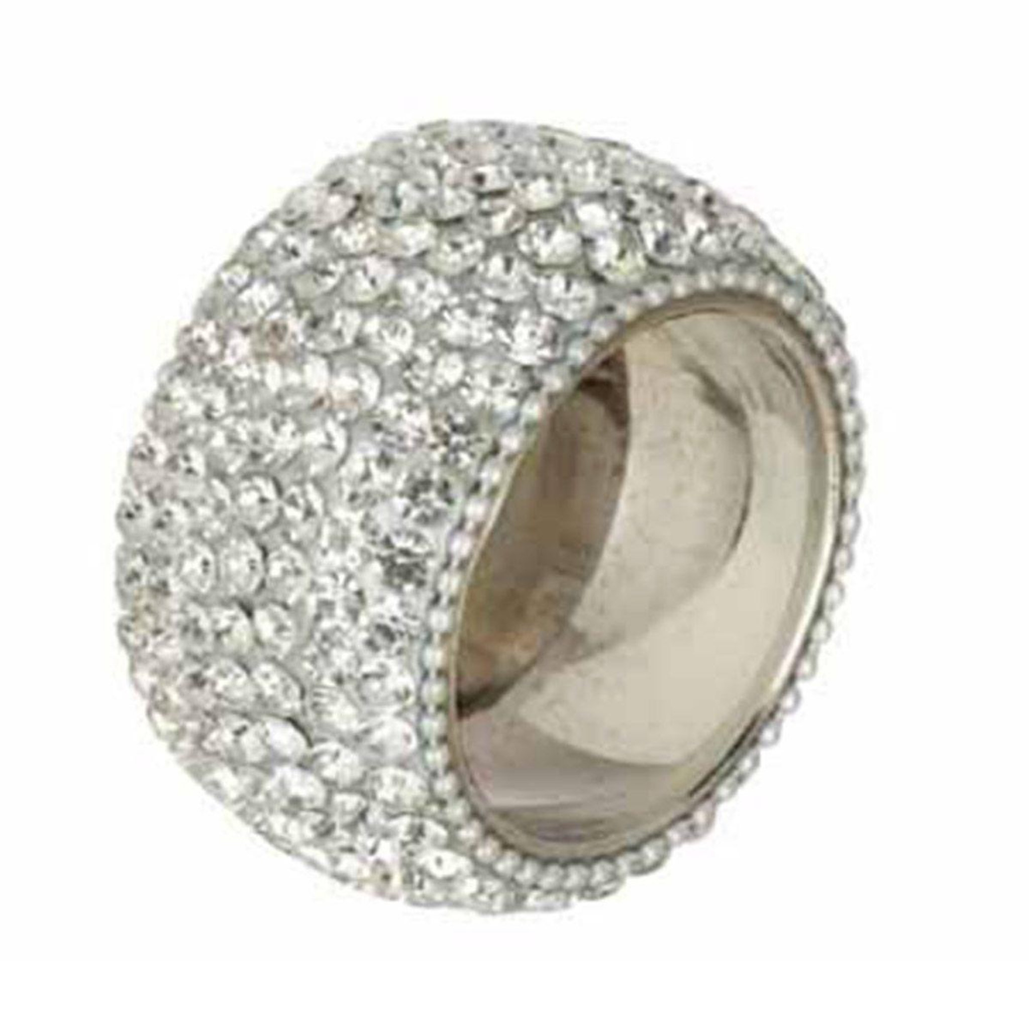 Voir la diapositive 2 : J-LINE Lot de 6 ronds de serviette  diamant  6cm argent