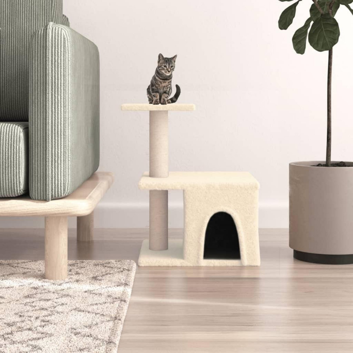 VIDAXL Arbre a chat avec griffoirs en sisal creme 48 cm