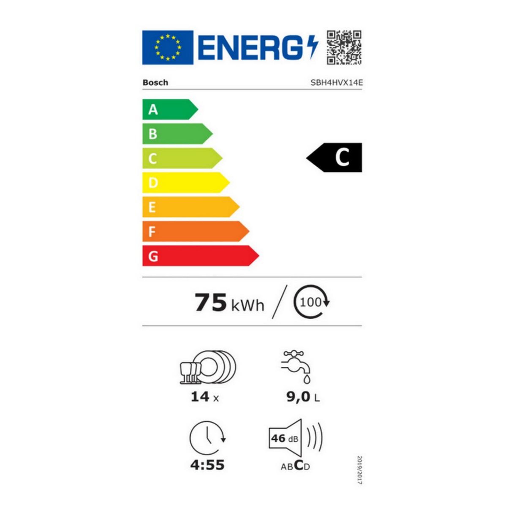 Voir la diapositive 2 : BOSCH Lave-vaisselle 60cm 14 couverts 42db tout intégrable - sbh4hvx14e