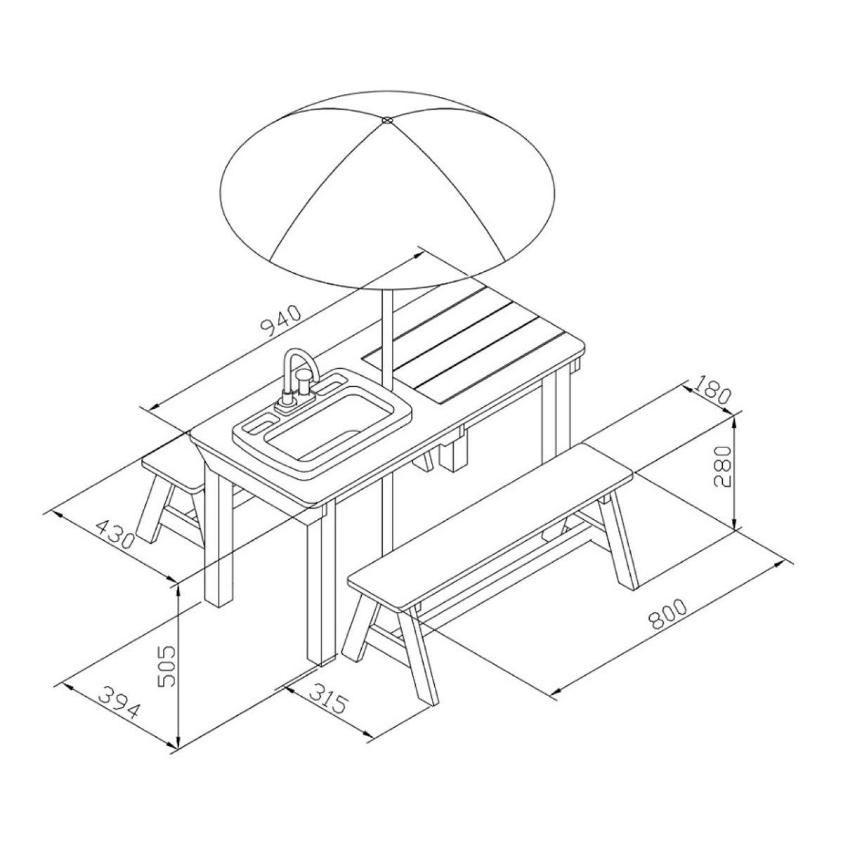 Axi House Table pique-nique eau+sable Dennis + évier