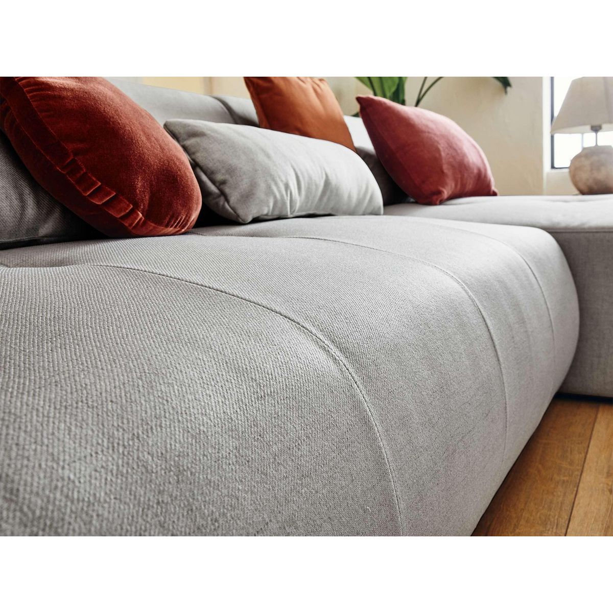 LISA DESIGN Onyx - canapé modulable panoramique d'angle droit 7 places - en tissu