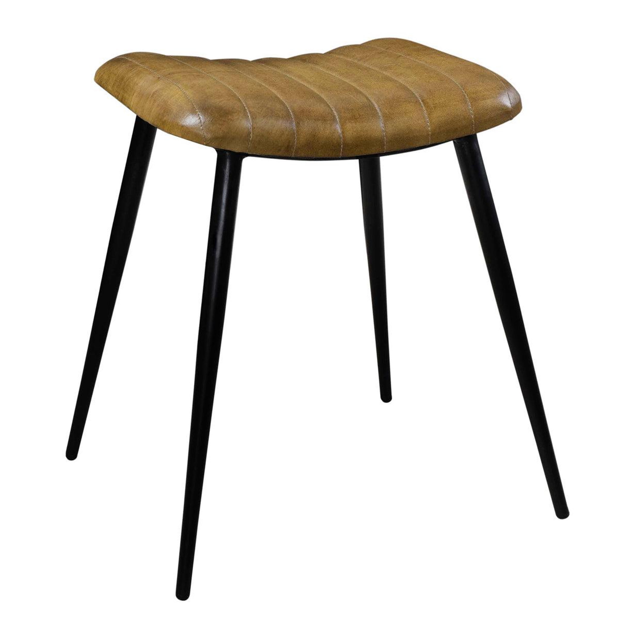 Voir la diapositive 3 : MAISON PAVANE Tabouret en cuir camel matelassé-bidar