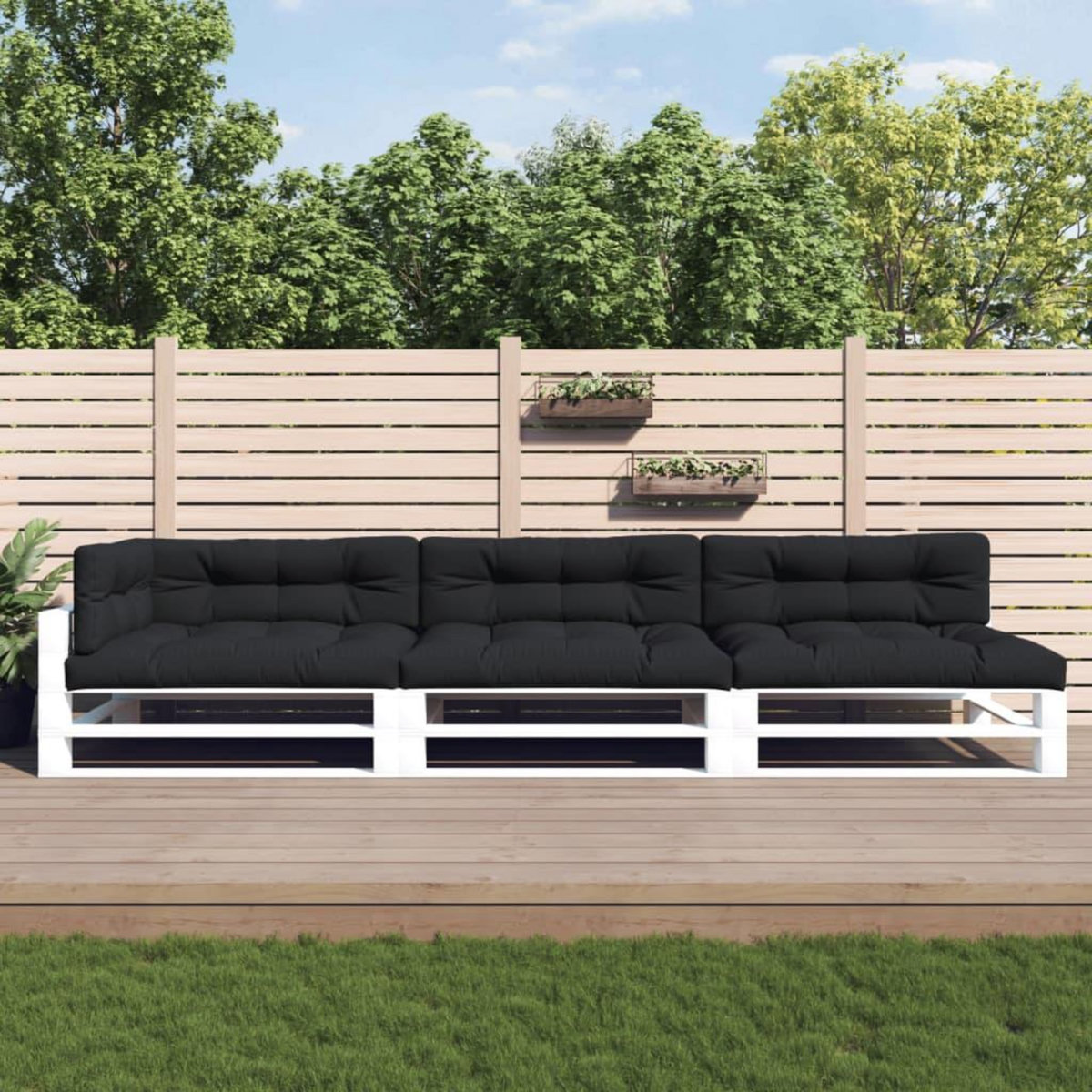 VIDAXL Coussins de palette lot de 7 noir tissu