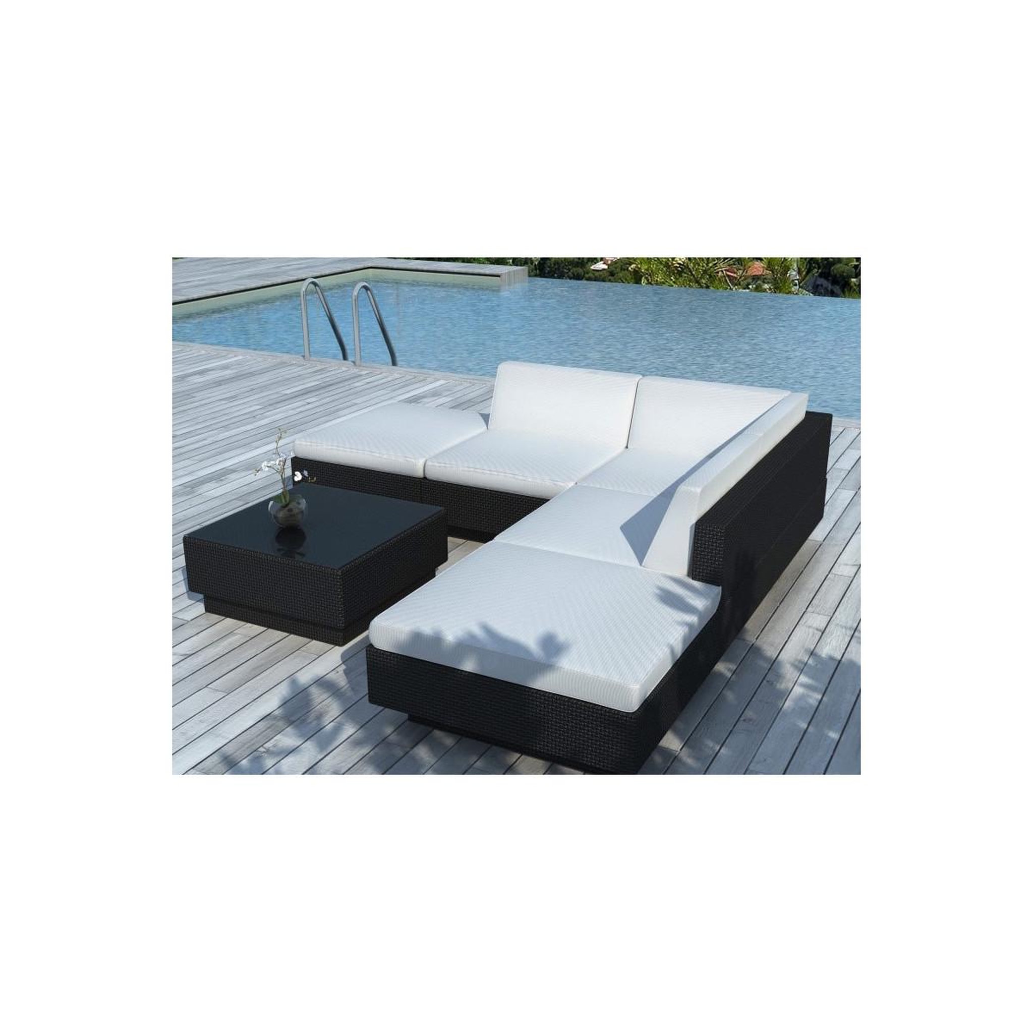 Voir la diapositive 3 : Paris Prix Salon de jardin en résine tressée  glory  243cm noir
