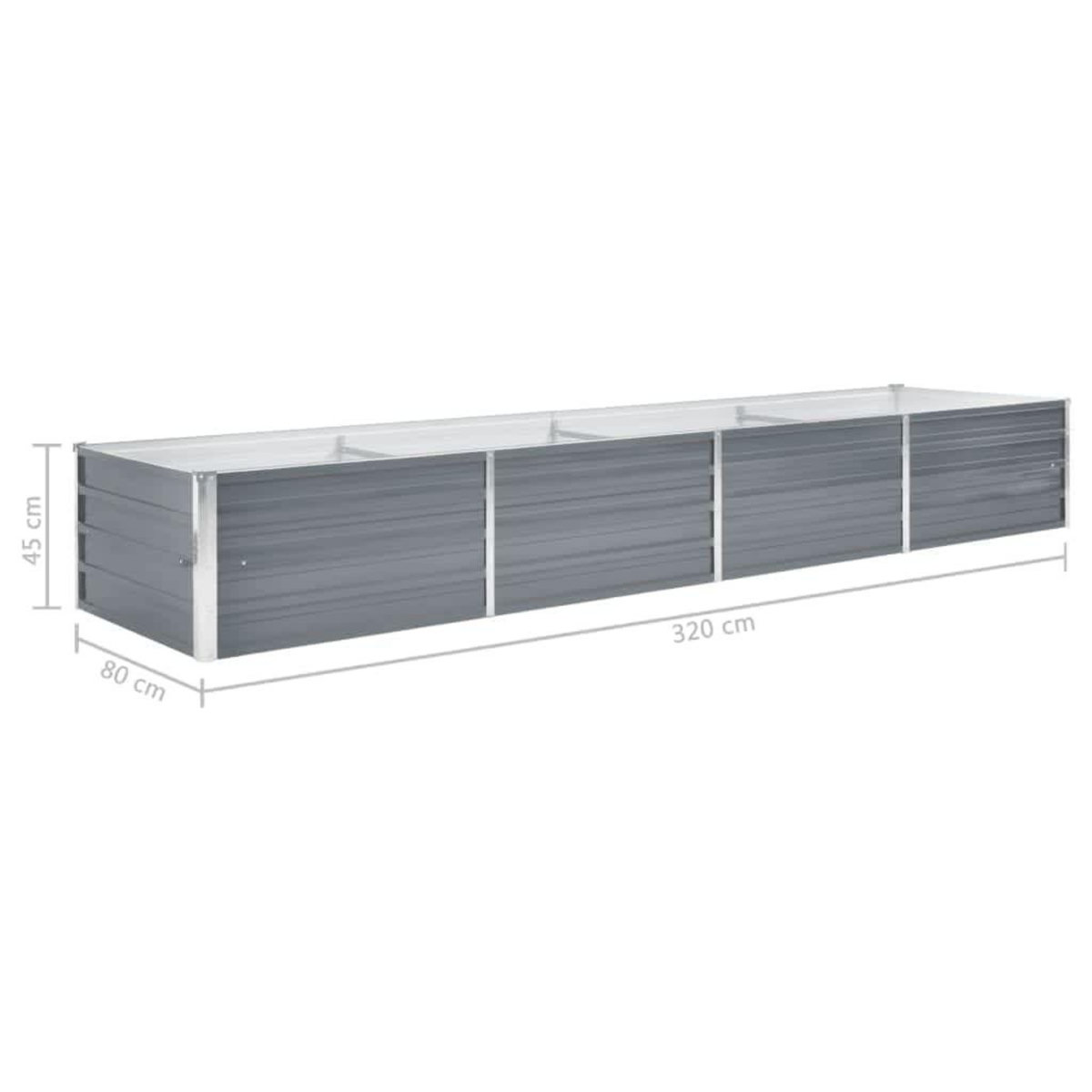 VIDAXL Lit sureleve de jardin Acier galvanise 320x80x45 cm Gris