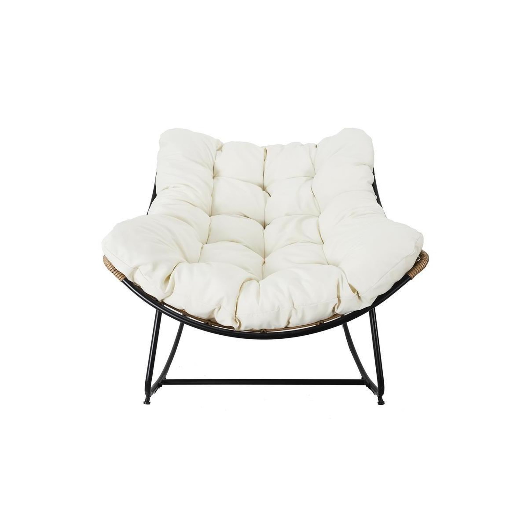 Voir la diapositive 2 : The Home Deco Factory Fauteuil à bascule & coussin  tulum  114cm beige