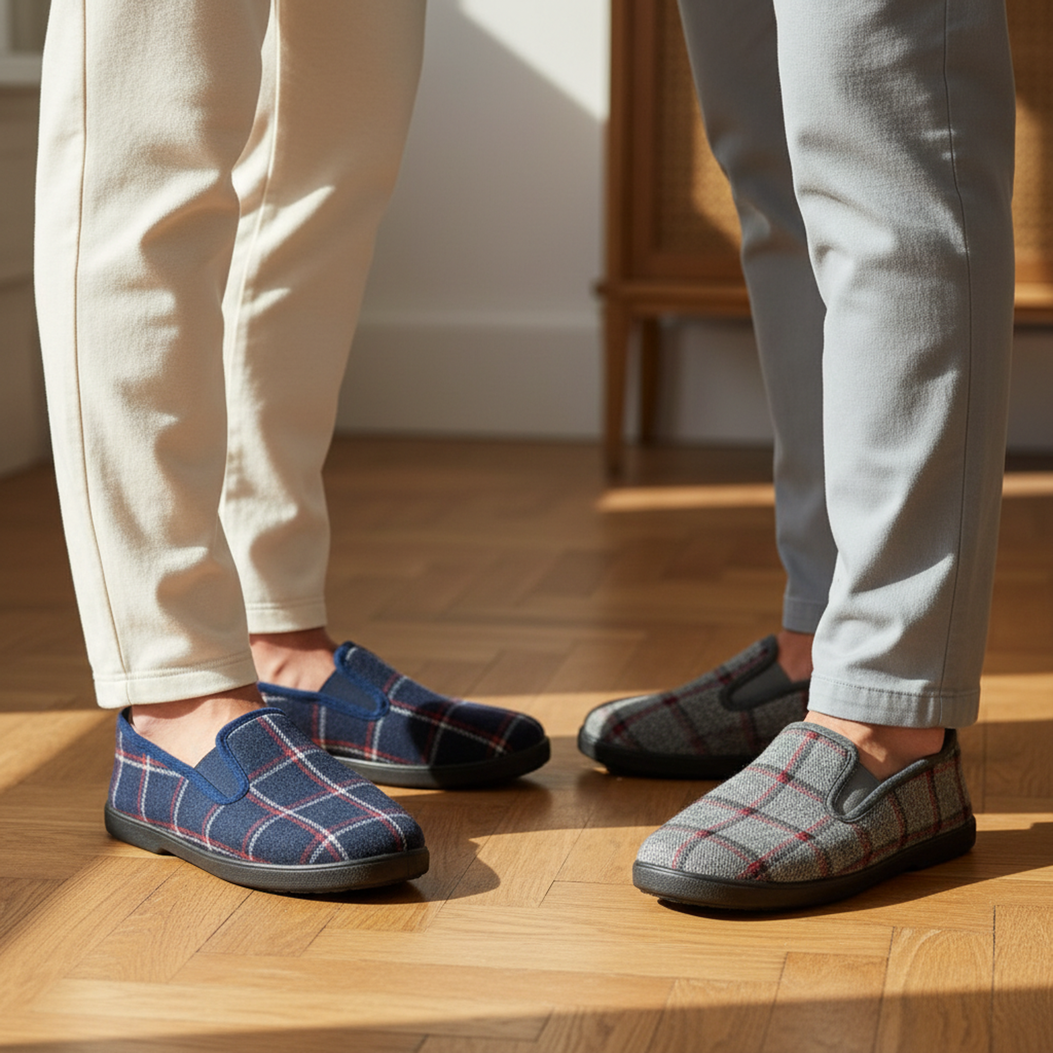 Voir la diapositive 2 : OZABI Ozabi pantoufles charentaises homme pack de 2 paires semelle antidérapante