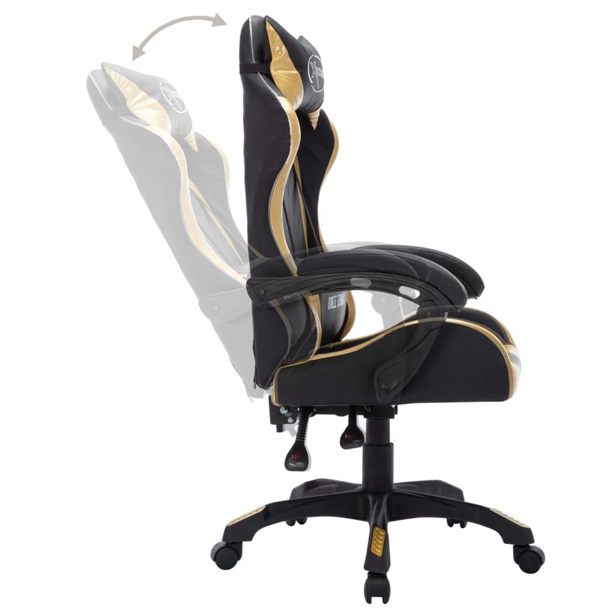 Voir la diapositive 5 : VIDAXL Fauteuil de jeux video avec LED RVB Dore et noir Similicuir