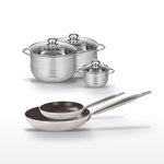 ELO Lot de 3 Faitouts 12/20/24 cm Elo Bistro Line avec 2 Poêles 24/32 cm