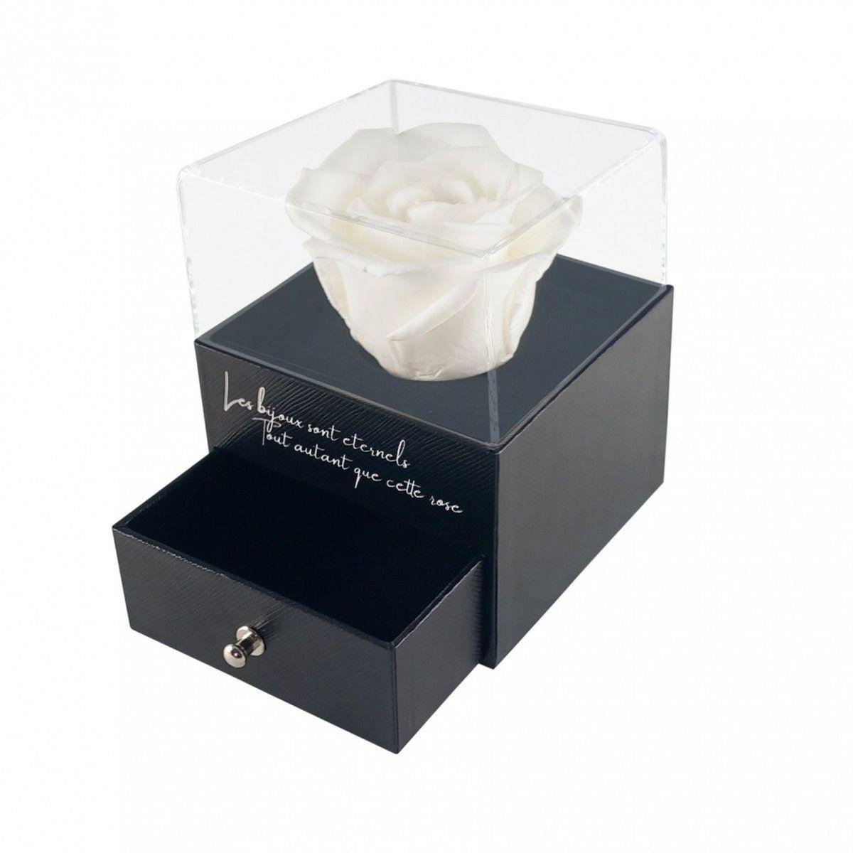 SC CRYSTAL Boite à bijoux décorée d'une rose éternelle - stabilisée blanche