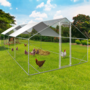 Voir la diapositive 2 : ID MARKET Enclos poulailler 24 m² parc grillagé 8x3 M acier galvanisé