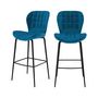 Voir la diapositive 1 : Rendez vous déco Lot de 2 chaises de bar 75 cm en velours bleu - Mazzia