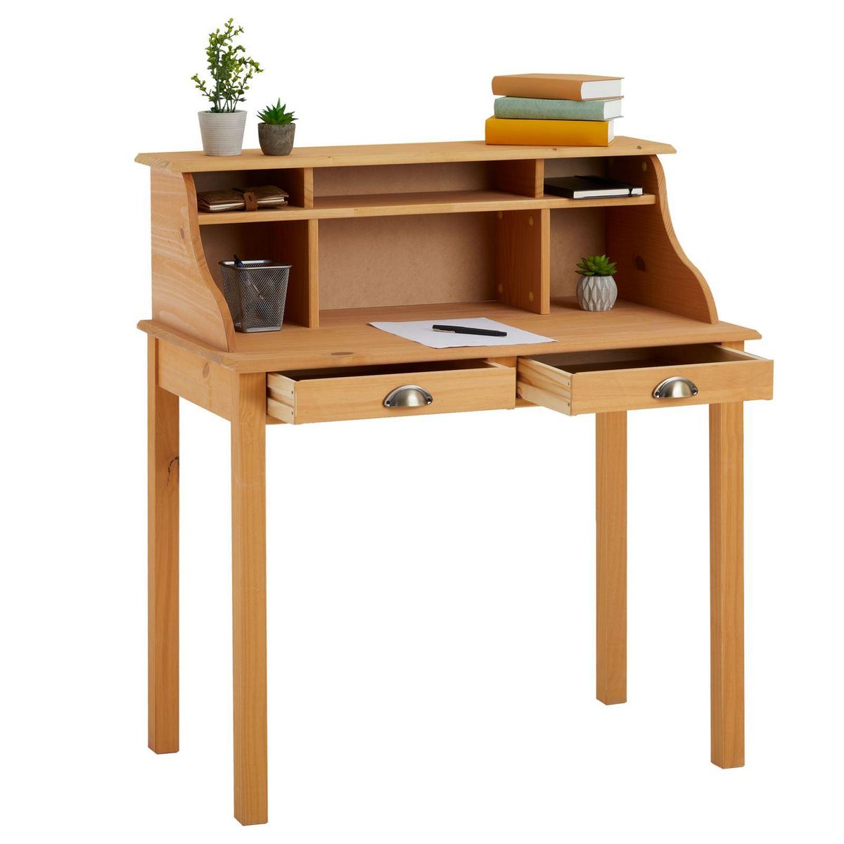 IDIMEX Bureau secrétaire MARLENE, avec 2 tiroirs, en pin massif