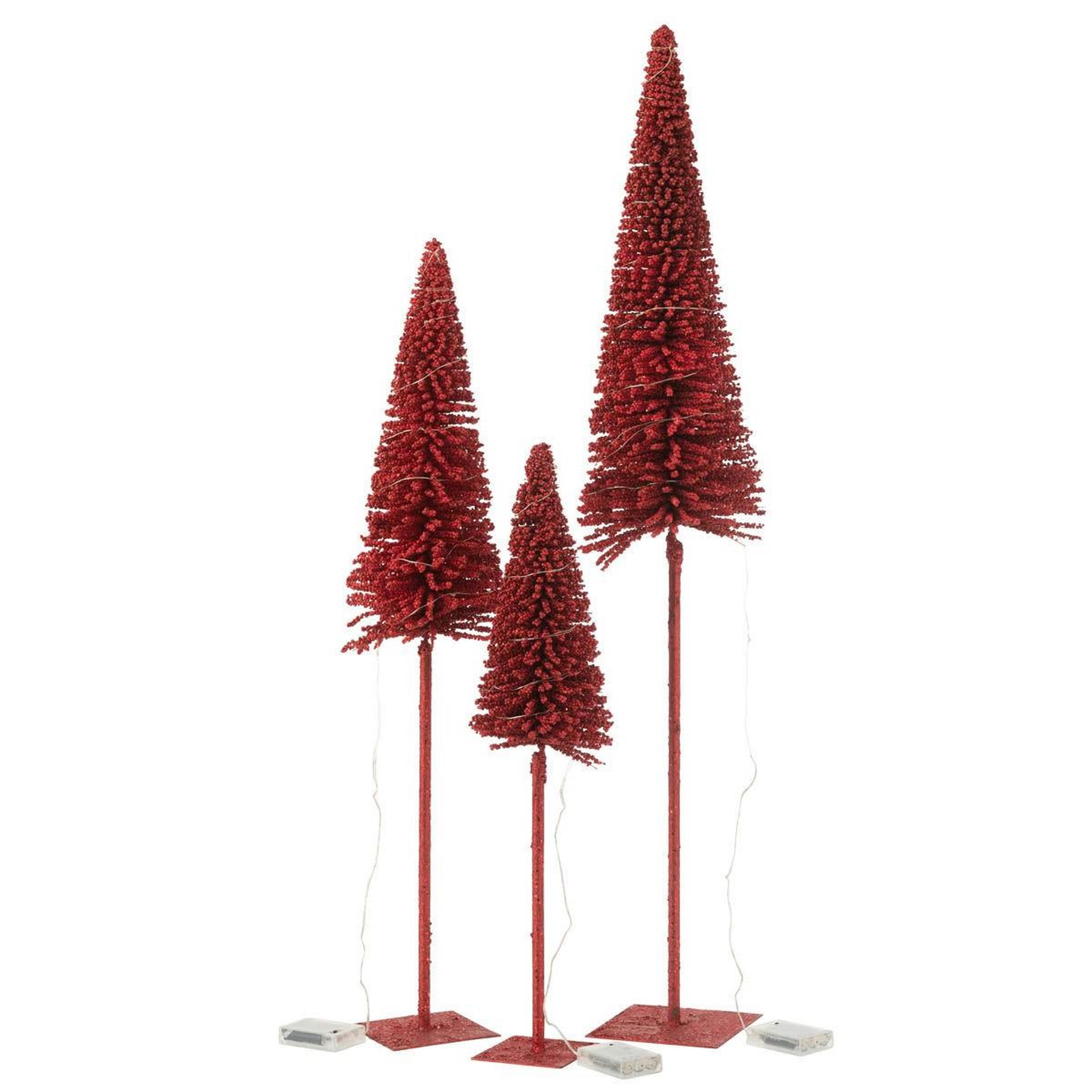 Voir la diapositive 3 : J-LINE Statuette Déco à LED   Sapin  98cm Rouge