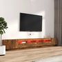 Voir la diapositive 3 : VIDAXL Ensemble de meubles TV avec lumieres LED 3 pcs Chene fume