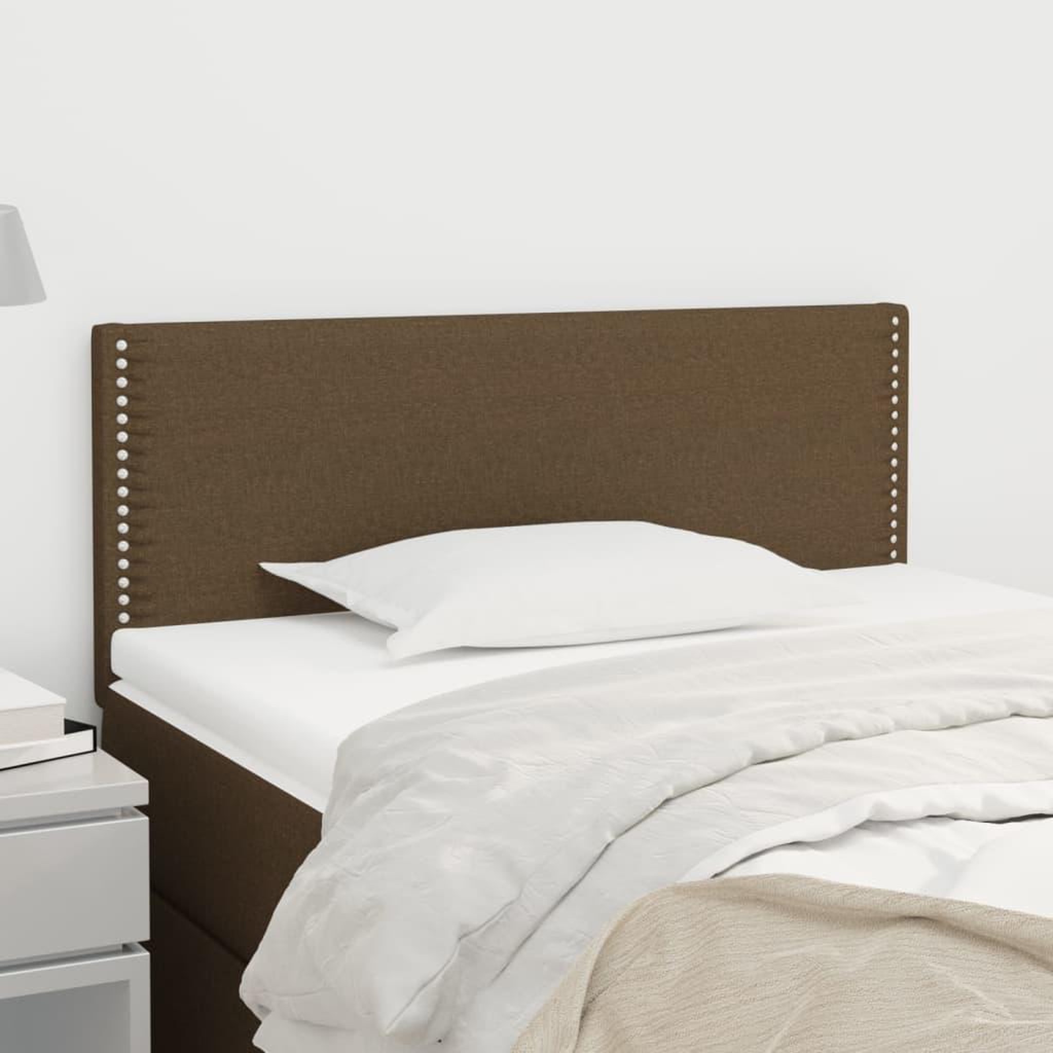 Voir la diapositive 1 : VIDAXL Tete de lit Marron Fonce 90x5x78/88 cm Tissu