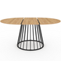 Voir la diapositive 3 : ID MARKET Table à manger extensible ronde YUNA 4-8 pers plateau bois et pied filaire en métal 110 - 150 cm