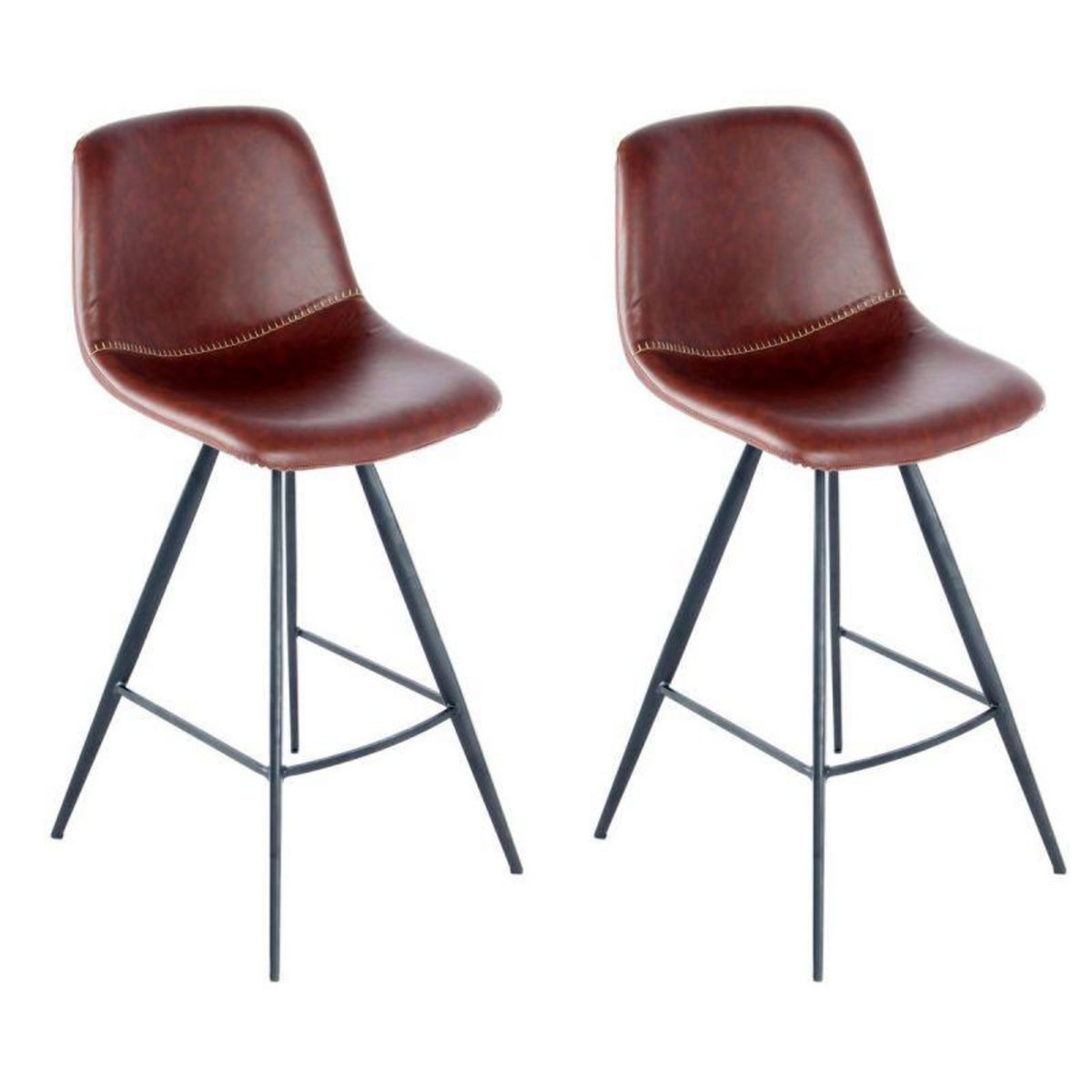 Paris Prix Lot de 2 Tabourets de Bar  Samantha  102cm Marron & Noir