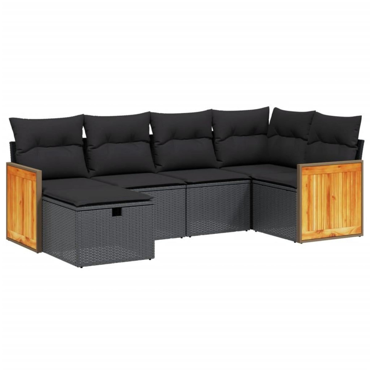 VIDAXL Salon de jardin 6 pcs avec coussins noir resine tressee