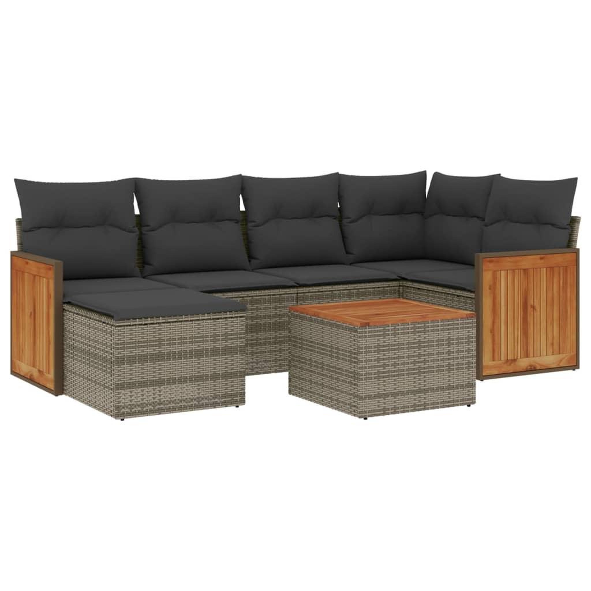 Voir la diapositive 2 : VIDAXL Salon de jardin avec coussins 7 pcs gris resine tressee