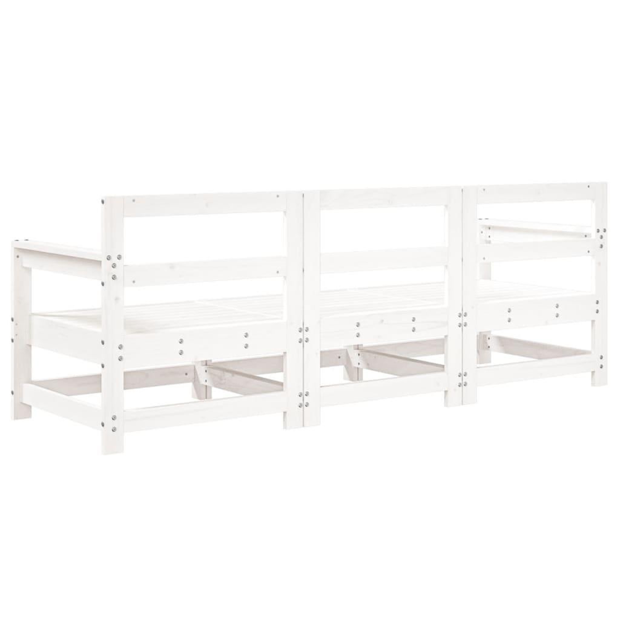 Voir la diapositive 3 : VIDAXL Salon de jardin 3 pcs blanc bois massif de pin
