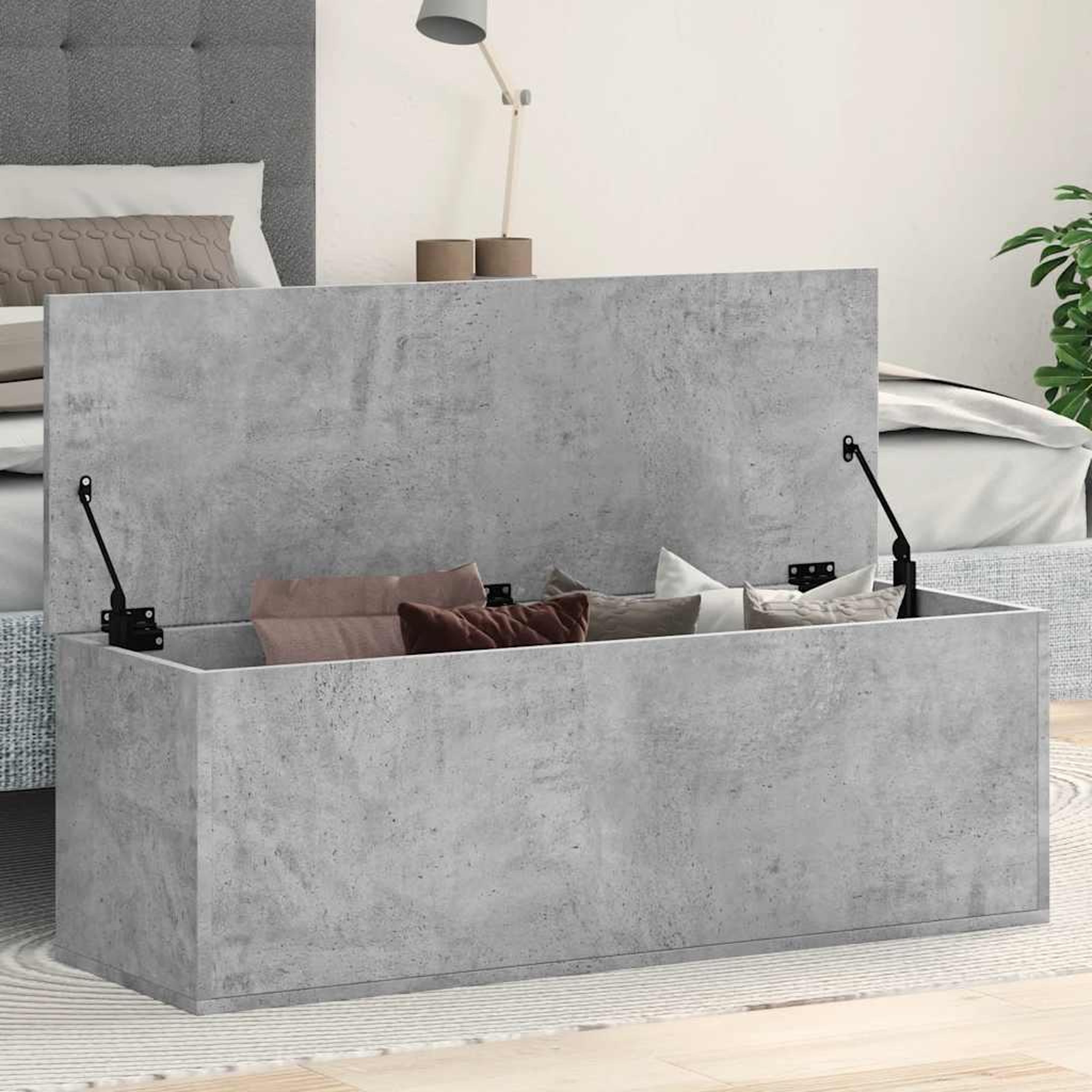 VIDAXL Boîte de rangement gris beton 102x35x35 cm bois d'ingenierie