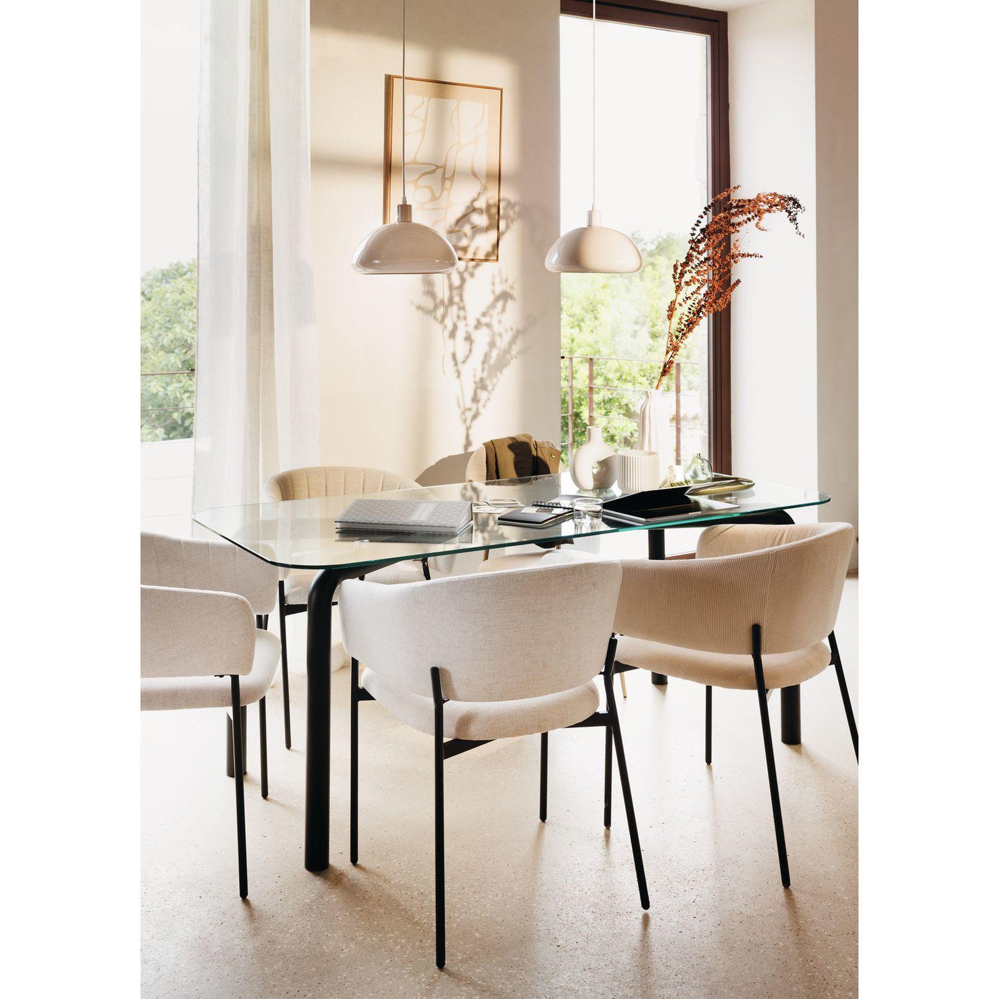 Voir la diapositive 2 : ATMOSPHERA Table à manger en verre pour 6 personnes hecate - noir
