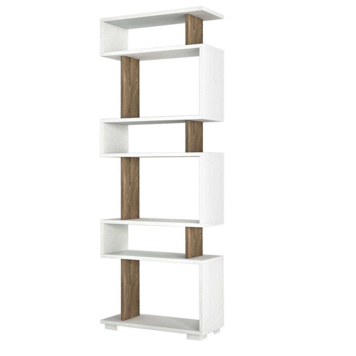 TOILINUX Etagère bibliothèque design scandinave Blok - L. 60 x H. 165 cm - Blanc