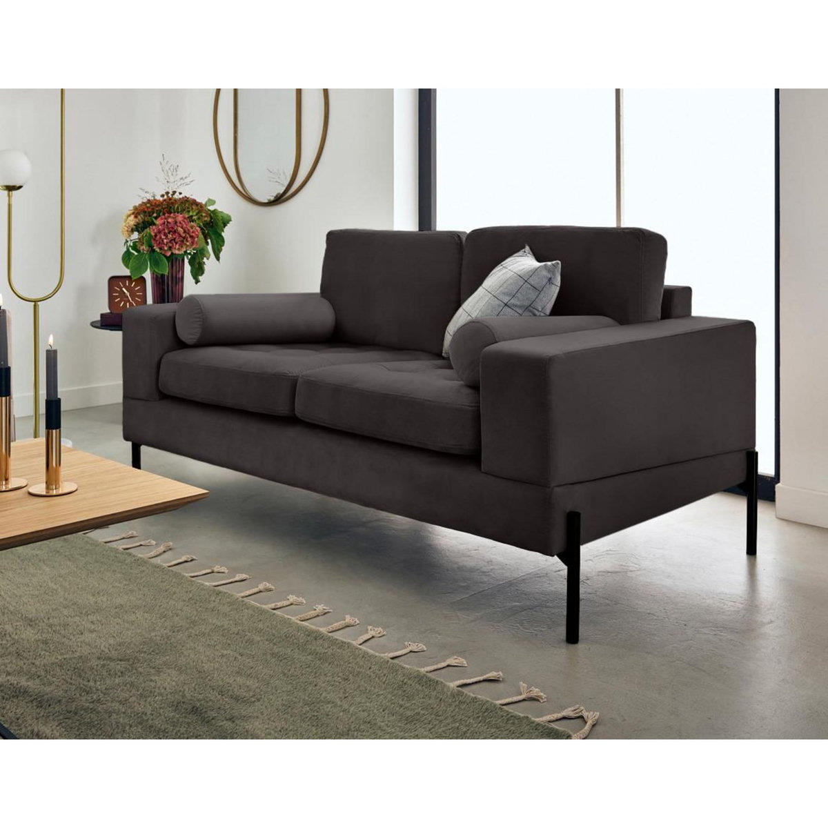 LISA DESIGN Isaure - canapé droit 2 places en velours