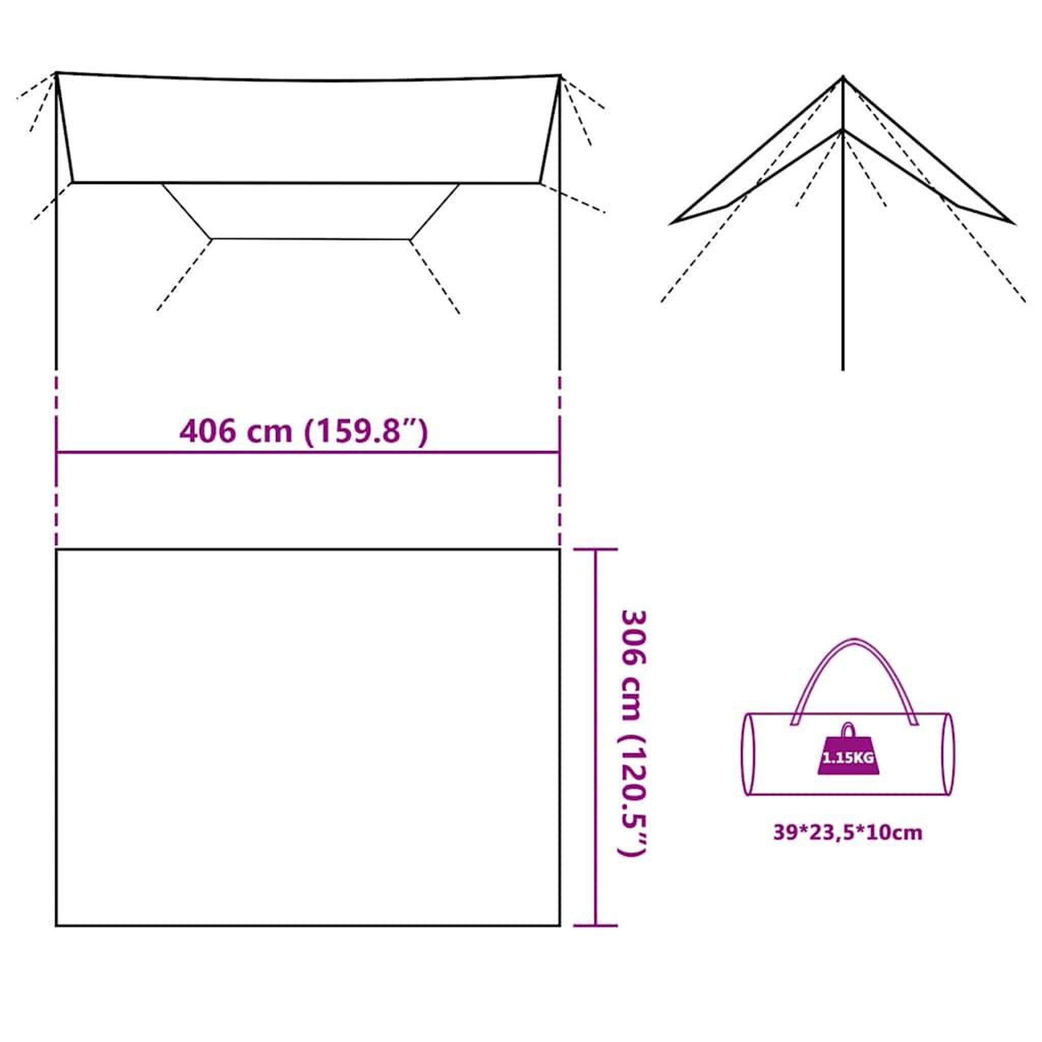 Voir la diapositive 6 : VIDAXL Bache de camping camouflage 406x306 cm impermeable