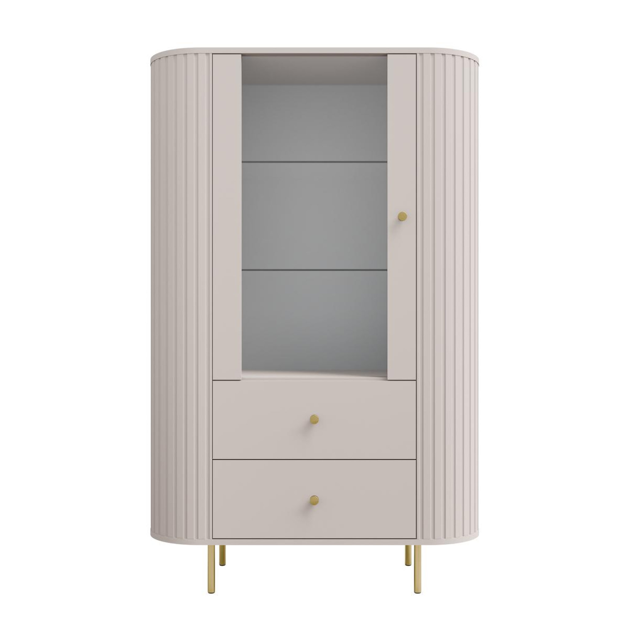 JLC KREATION Vitrine moderne 1 porte vitrée beige et doré lilio