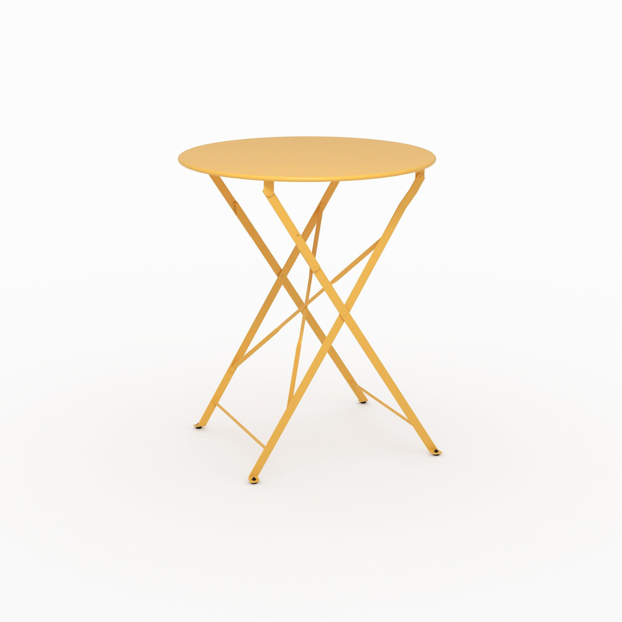 MAISON PAVANE Table de jardin ronde et pliante en métal jaune beurre 2 personnes-Kayla
