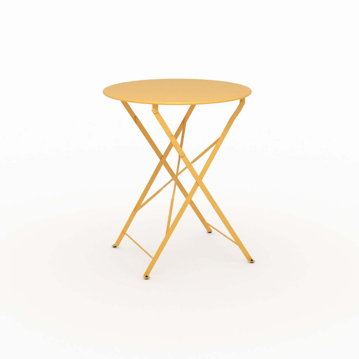 Rendez vous déco Table de jardin ronde et pliante en métal jaune beurre 2 personnes-Kayla