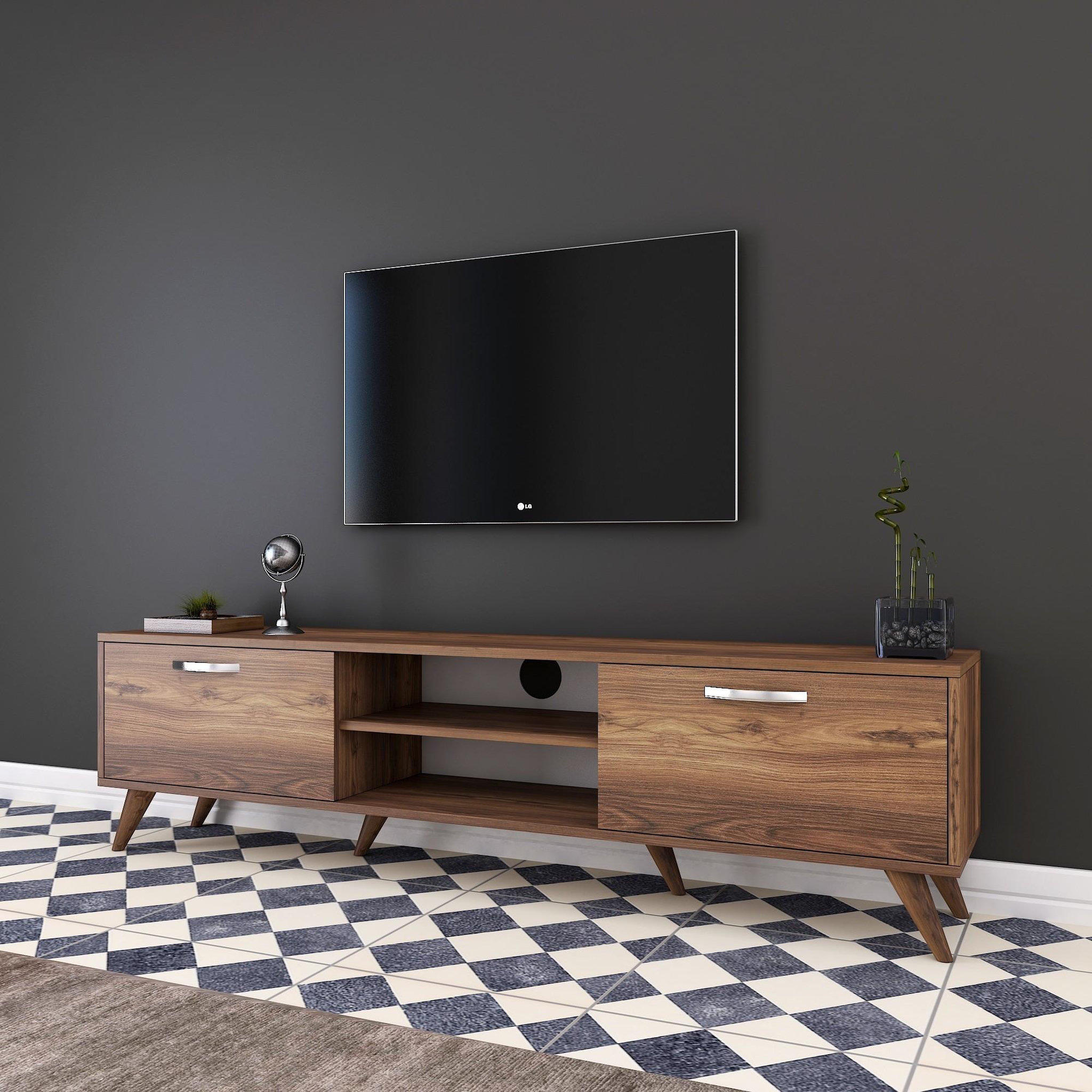 Voir la diapositive 2 : Habitat et Jardin Meuble tv en bois  atik  - 180 x 35 x 48 cm - marron