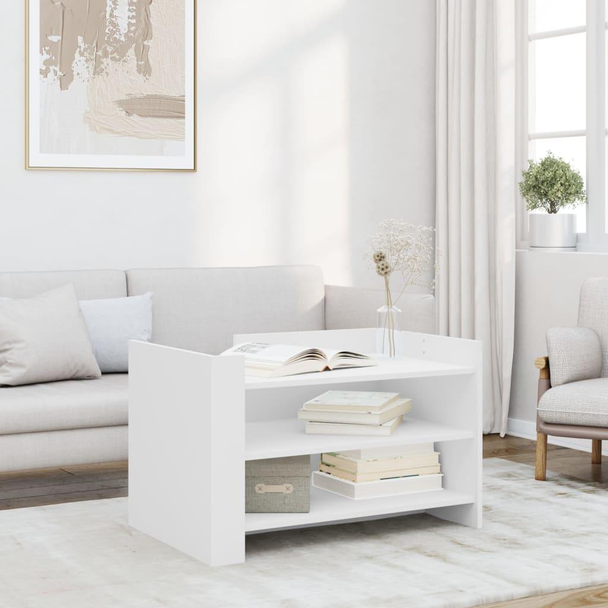 VIDAXL Table basse blanc 80x50x50 cm bois d'ingenierie