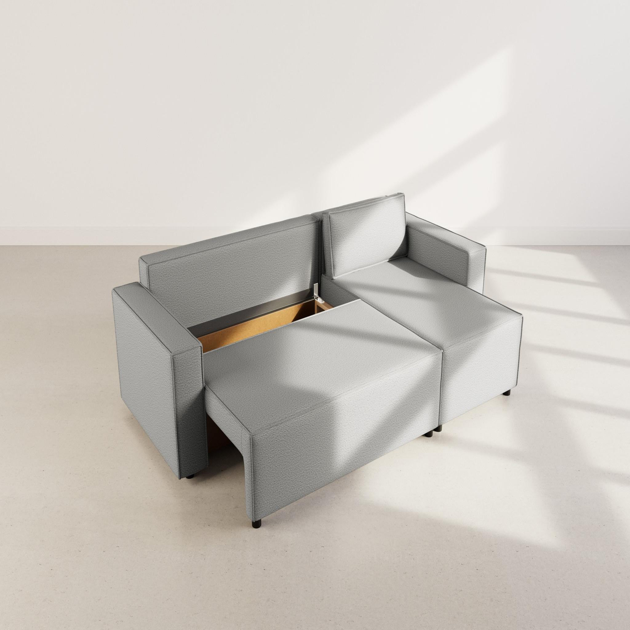 Voir la diapositive 3 : BEST MOBILIER Jonas - canapé d'angle réversible 4 places convertible avec coffre en tissu texturé