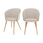 MAISON PAVANE Lot de 2 chaises en tissu beige-Chiara