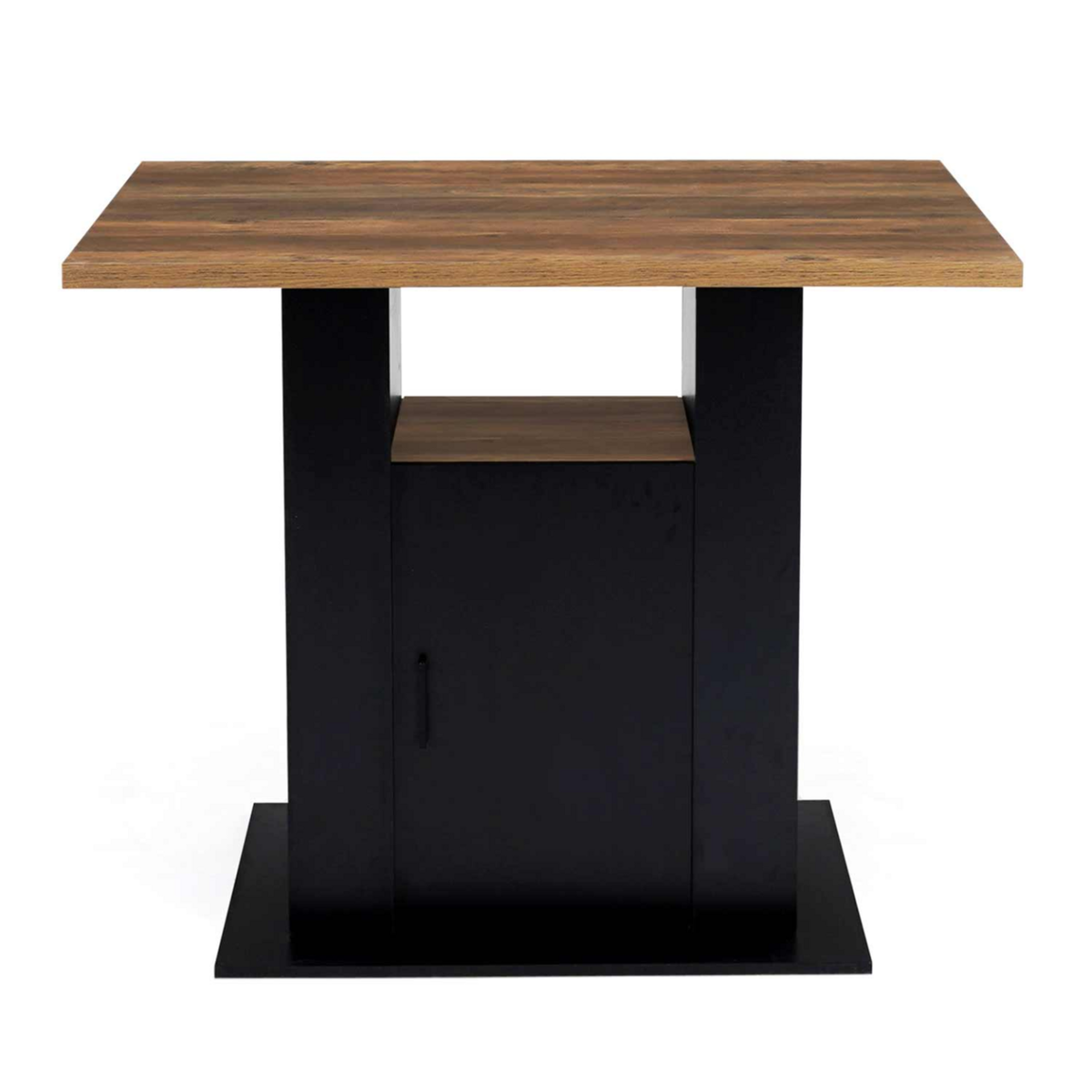 ID MARKET Ilot central UGO 110 cm bois noir et effet bois foncé HAWKINS avec rangements