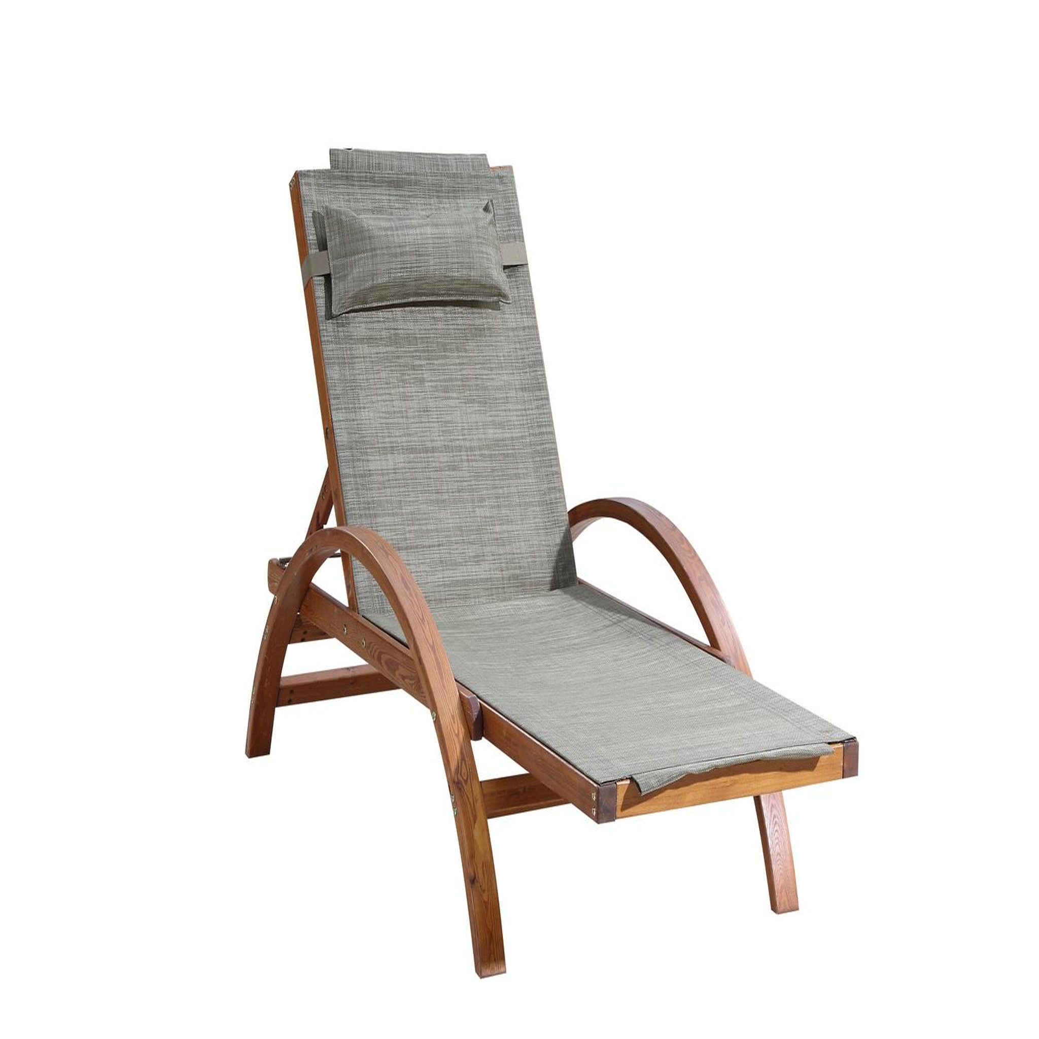 CONCEPT USINE Transat en bois et toile pvc gris olive naari