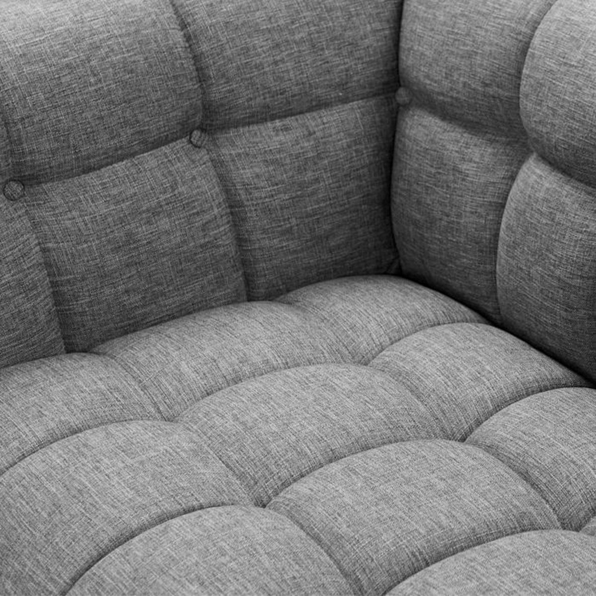Rendez vous déco Canapé 3 places capitonné en tissu gris - Carmen