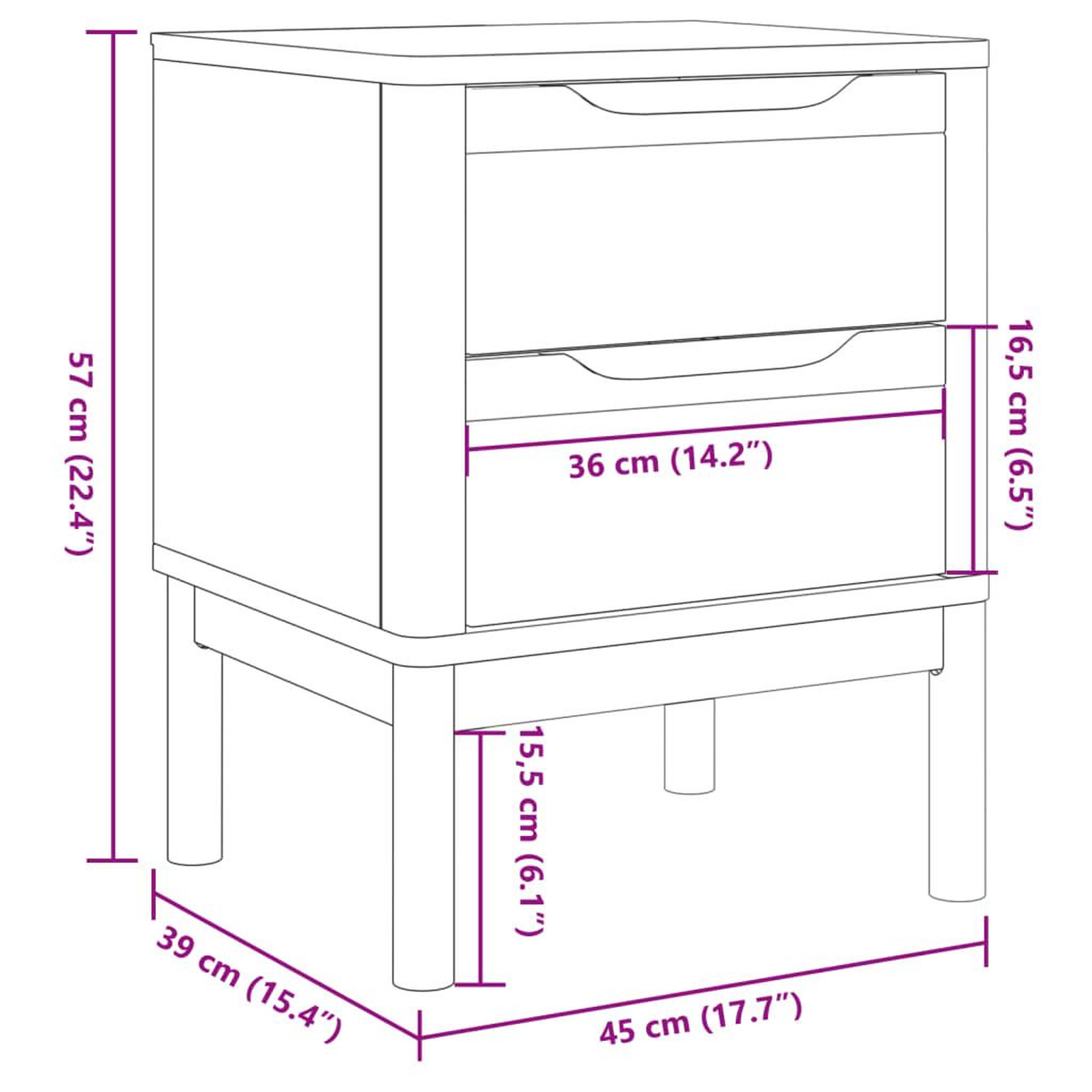 Voir la diapositive 6 : VIDAXL Table de chevet FLORO gris 45x39x57 cm bois de pin massif