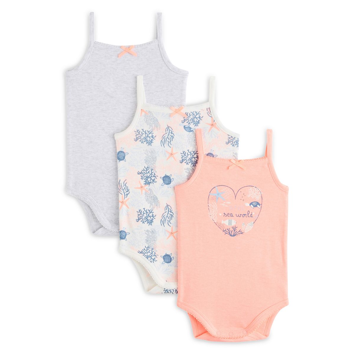 IN EXTENSO Lot de 3 bodies à bretelles bébé fille marin 