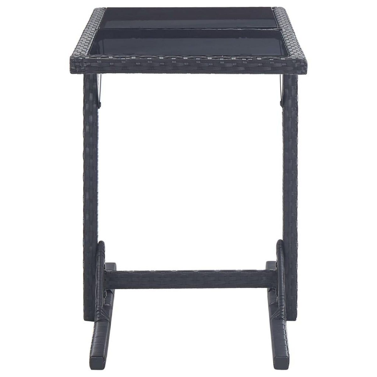 VIDAXL Table de jardin Noir 110x53x72 cm Verre et resine tressee