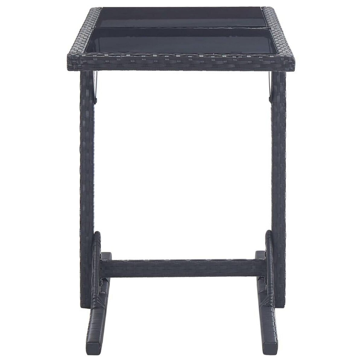 VIDAXL Table de jardin Noir 110x53x72 cm Verre et resine tressee